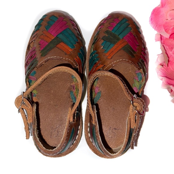 Baby Toddlers Girls Multi-Colored Mexican Artisanal Huarache Traditional Sandal - Picture 8 of 16